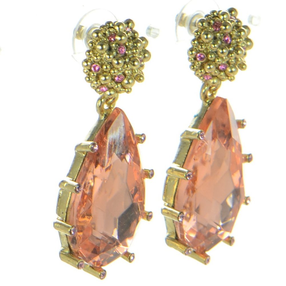 Oscar de la Renta Gold-tone & Glass Crystal Teardrop Earrings